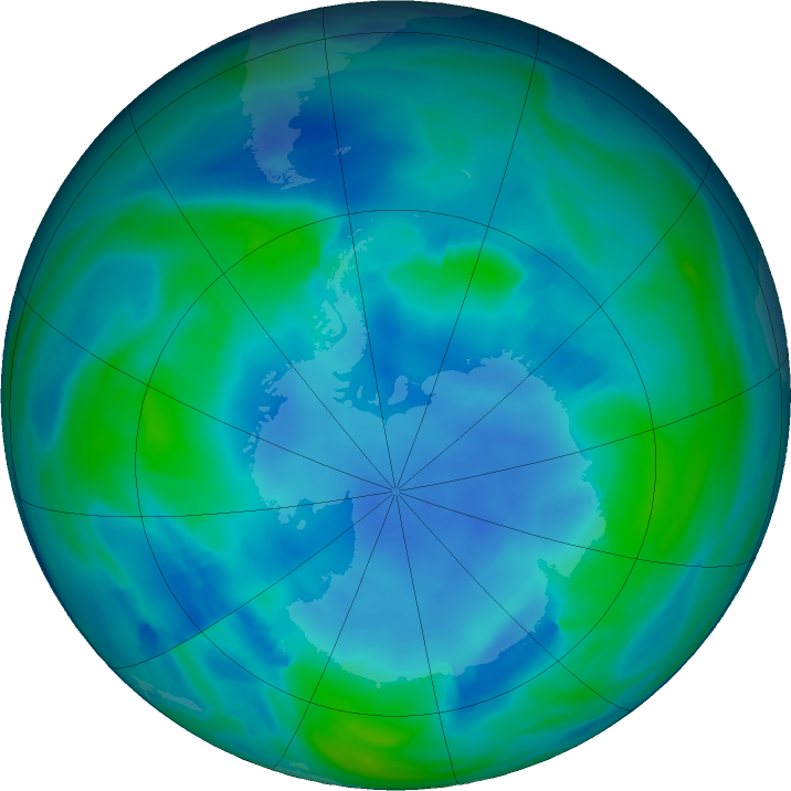 Antarctic ozone map for 05 May 2023